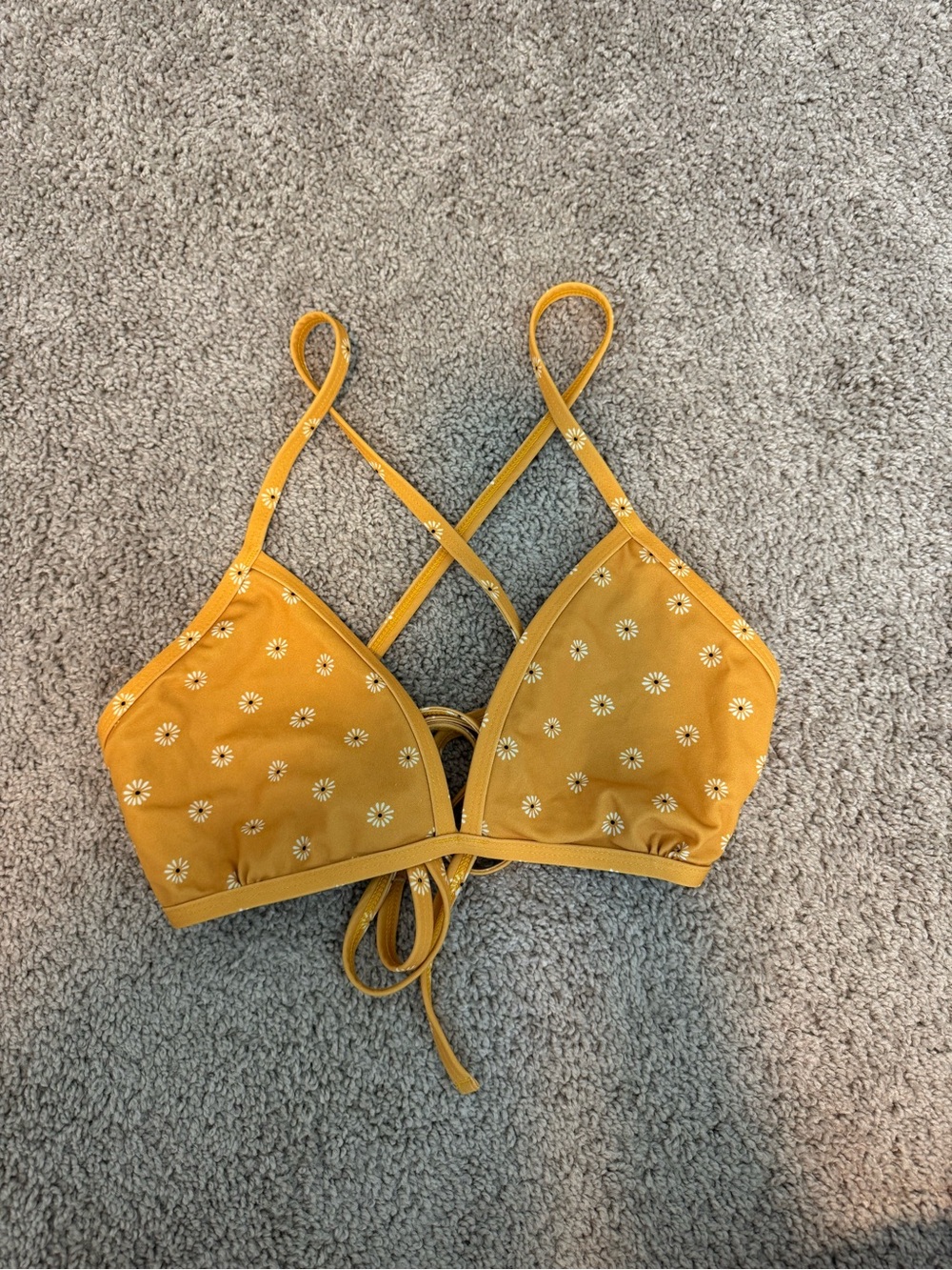 Jolyn 2XL Triangle Bikini Top Yellow Daisy Print